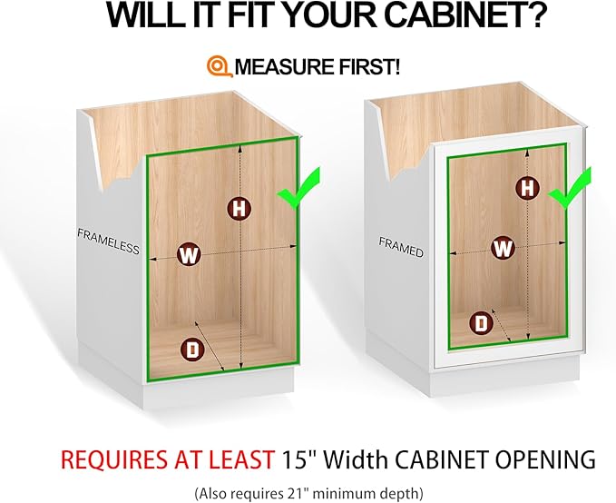 JOWBOOW Cabinet Pull Out Shelves (14" W x 21" D), Heavy-Duty Pull Out Shelves for Kitchen Cabinets, Chrome-Plated Steel Slide Out Shelf