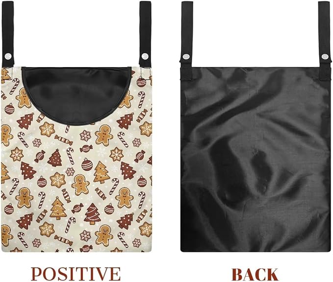 Gingerbread Man Clothespin Bag with Hanging Hook Christmas Clothes Pin Holder Waterproof Clothespin Storage Organizer with Large Opening Clothespin Bag for Clothesline Outdoor