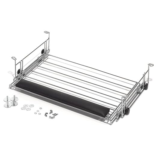 Nexel Wire Keyboard Drawer Shelf, Chrome Finish, 25¼"W x 15"D x 4¼"H