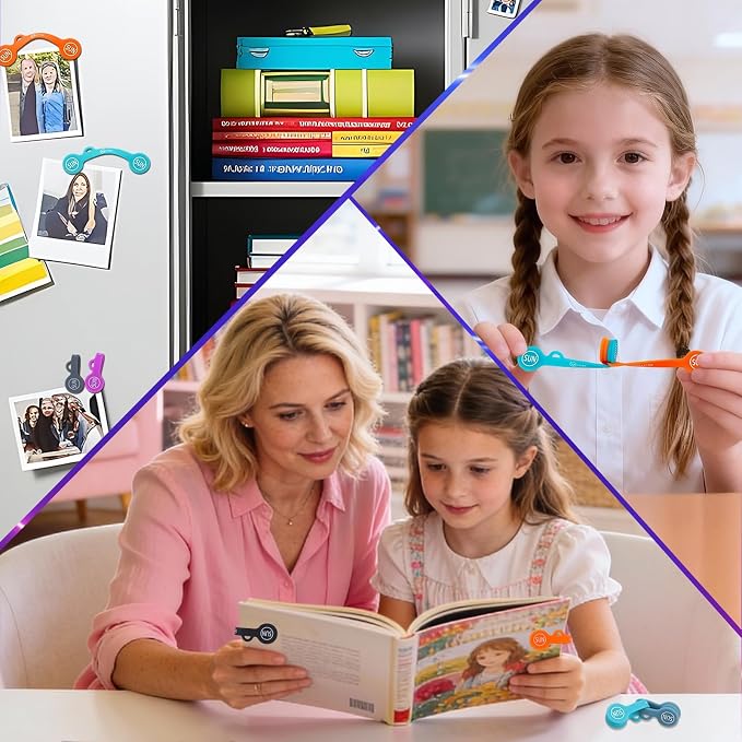SUNFICON 18 Pack Magnetic Cable Clips Cable Organizers Earbuds Cords Winder Bookmark Clips Whiteboard Noticeboard Fridge Magnets USB Cable Manager Keeper Wrap Ties Straps