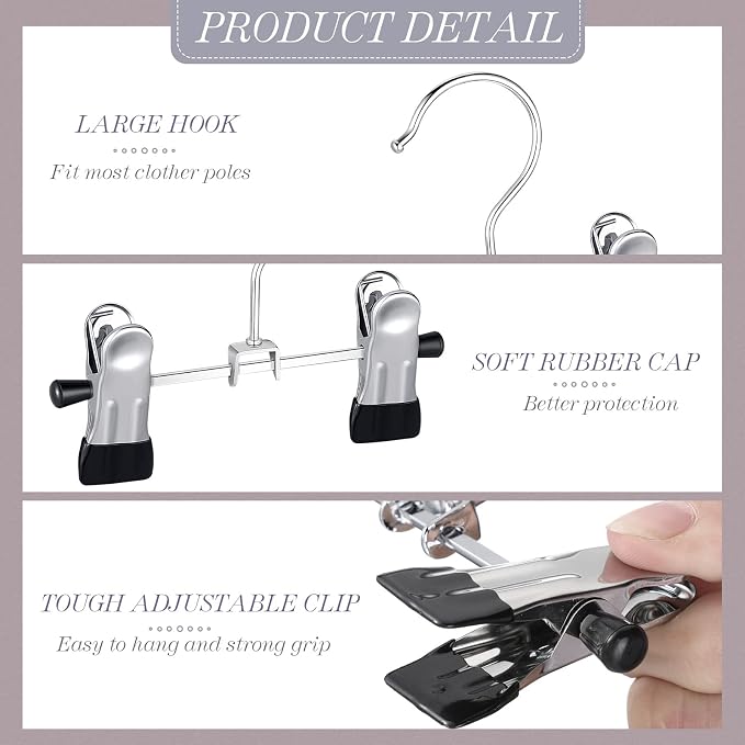 Yinkin 50 Pcs Boot Hangers Double Adjustable Clips Space Saving Pants Travel Portable Hanger Hanging Boot Organizer for Bags Clothes Laundry Home Socks Hat