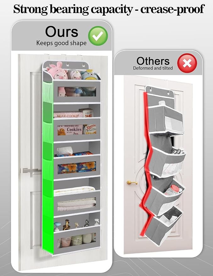 KYEVIS Over The Door Organizer, 5 Shelves Closet Door Hanging Organizer with 10 Mesh Pockets, Nursery Closet Organizer, Baby Essentials, Dorm Room Essentials for Girls