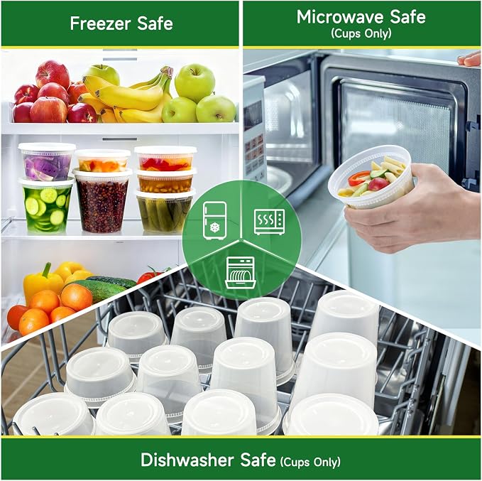 Dealusy 50 Set 32 oz Deli Containers with Lids, Leak-Proof BPA Free Plastic Take Out Bowls, Food Storage Containers for Takeout Meal Prep Storage, Freezer, Microwave & Dishwasher Safe