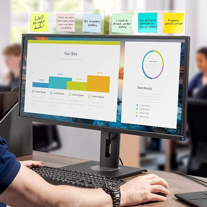2-Pack Frameless Monitor Sticky Note Boards - Screen Memo Board for Edgeless Monitors, Decorative Computer Transparent Side Panels, Home Office Computer Memo Holder