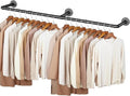 60 INCH Industrial Pipe Clothes Rack,Wall Mounted Clothes Rack,Metal | 150lbs Max Heavy Duty Clothing Rack,Powder Coating Surface,Space-Saving Hanging Rod for Laundry Room,Bedroom,Closet Storage