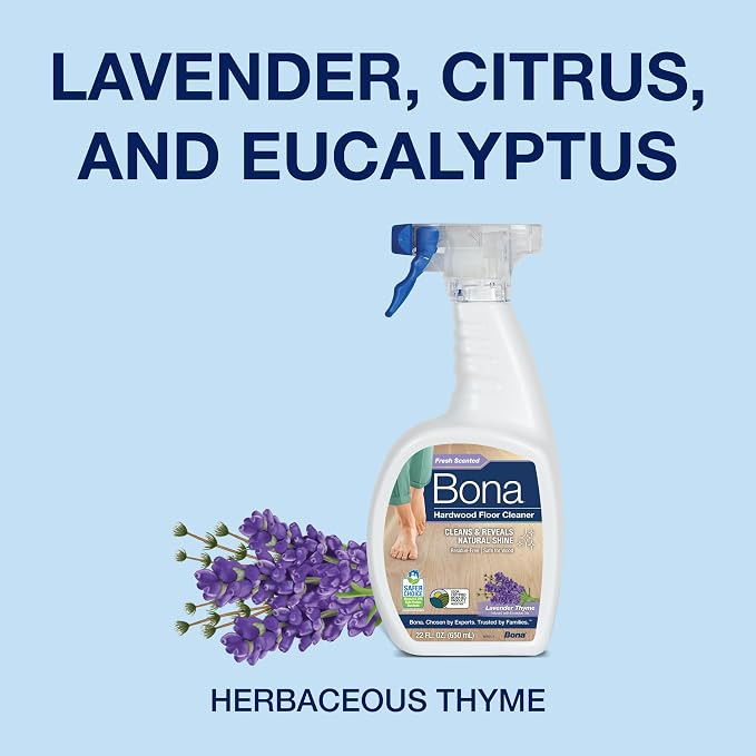Bona Hardwood Floor Cleaner Spray - 32 fl oz - Lavender Thyme Scent - Refillable - Residue-Free Floor Cleaning Solution for Wood Floors