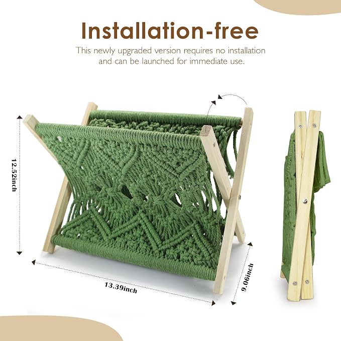 Boho Macrame Magazine Holder,Hand-Woven Magazine Rack for Home Office | Multifunctional Storage Basket for Letters, Magazines, Books and Newspapers