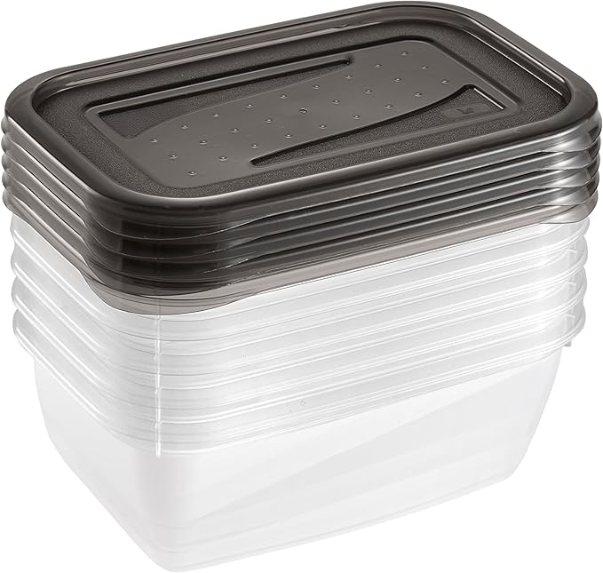 keeeper fredo fresh food storage containers, 5 pieces, 5 x 0.5 l, crystal grey (transparent)