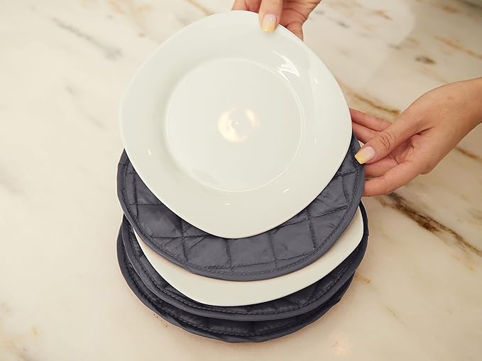 Covermates Keepsakes Dish Storage Case – Padded China & Dinnerware Organizer, Quilted Polyester Protection, ID Window, Zipper Closure, Machine Washable, Slate