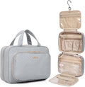 BAGSMART Toiletry Bag Hanging Travel Makeup Organizer with TSA Approved Transparent Cosmetic Bag Makeup Bag for Full Sized Toiletries, Medium-Grey