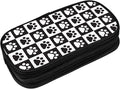 Perinsto Black And White Checkered Dog Paws Pencil Case Big Capacity Multi Compartment Stationery Box Pencil Pouch Holder Desk Organizer For School Office Home