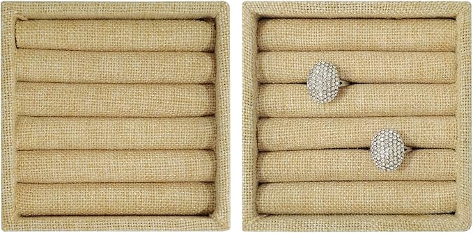 SCIKHETF Velvet Ring Earrings Studs organizer Tray Small Ring Insert Display Tray 5 Slots Stackable (Linen)