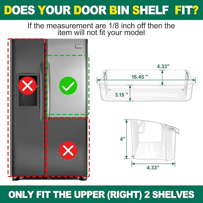 UPGRADED 241505301 241505300 Refrigerator Door Bin Shelf Compatible with Frigidaire FGSC2335TFB Door Shelf Replacement FGSC2335TDB FFSC2323TS8 FFSC2323TSA FFSC2323TS0 FGSC2335TF0 Upper Door Bin