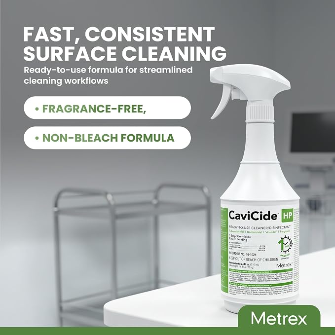 Metrex CaviCide HP Hydrogen Peroxide Disinfectant Spray – Kills Norovirus, MRSA, TB & Flu in 1 Minute – EPA-Registered Hospital-Grade for Medical, Dental & Salon – 24 fl oz, 12- Pack (Case)