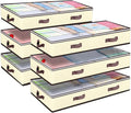 Budding Joy 6 Pack 90L Under bed Storage Containers Organizer Large Capacity Underbed Clothes Storage Bins Organization and Storage Bedroom Foldable Storage Bags with Clear Window Beige