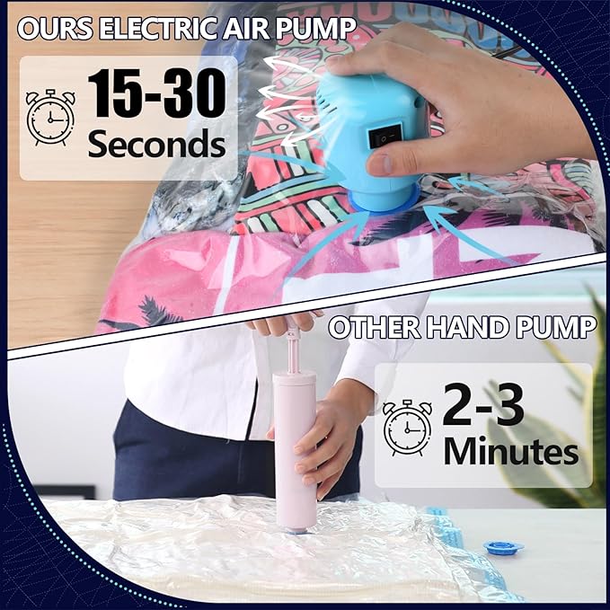 Vacuum Storage Bags for Blankets and Comforters 8 Jumbo Vacuum Seal Bags for Clothing Blankets Bedding with Electric Pump Compression Bag for Travel Luggage Jumbo Space Saver Storage Bag