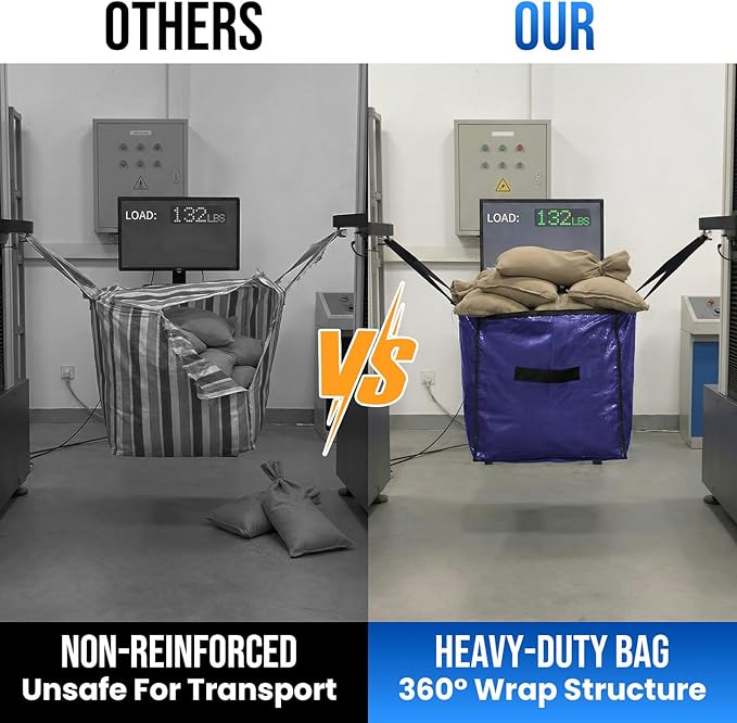TAILI 8 Pack Dark Blue Extra Large Moving Bags, Heavy Duty Totes with Visible Window, Wrap Around Handles, Great for Storage