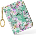 Nipichsha Women's Small RFID Blocking Credit Card Wallet, Plum Flower, Leather, Slim and Compact Size, 12-Slot with Privacy Protection