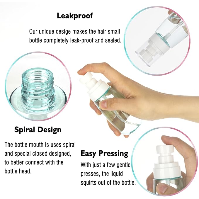 3 Pack 2.7oz/80ml Small Spray Bottle, Plastic Spray Bottles, Fine Mist Travel Spray Bottle for Hair and Face, with 9pcs Labels