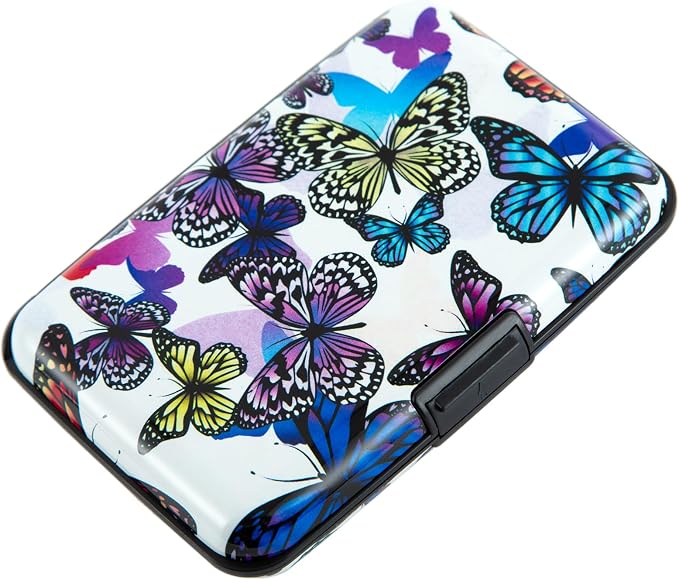 Credit Card Holder, RFID Blocking Small Metal Credit Cards Holder Wallet for Women Men Business Aluminum Protector Sleeves Slim Case (Butterflies)