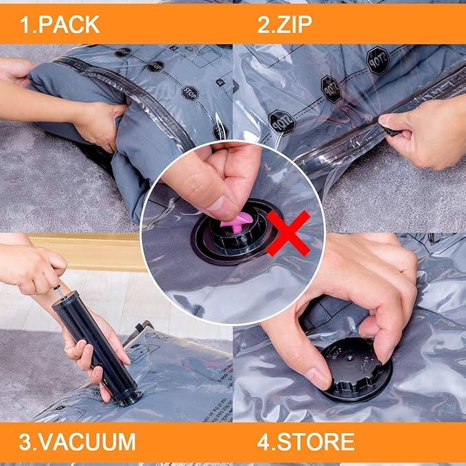 GONGSHI Vacuum Storage Bags, Space Saver Seal Bags For Clothing, Blankets, Comforters, Pillows, Clothes Storage,Travel Luggage.28 Combo