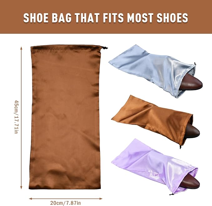 GONGKANGYUAN 10 Pack Shoe Bags for Travel Satin Fabric Shoe Bag with Drawstring for Men Women Travel Protecting Storing Shoes (Grey)