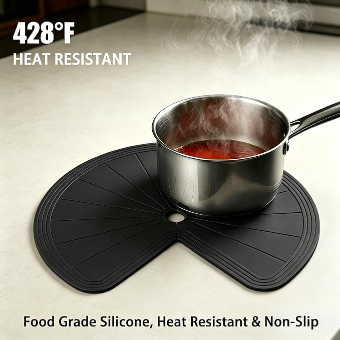 2 PCS Lazy Susan Shelf Liner,Silicone Waterproof Shelf Cabinet Liner,Non Slip Heat Resistant Lazy Susan Liners for Kitchen Cabinet (Black,27 Inch)