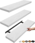 BAYKA White Floating Shelves for Wall, Set of 3, 22.5 Inches Wall Mounted Rustic Wood Shelves for Bathroom, Bedroom, Living Room or Kitchen, Hanging Shelf for Books/Storage/Decor/Display