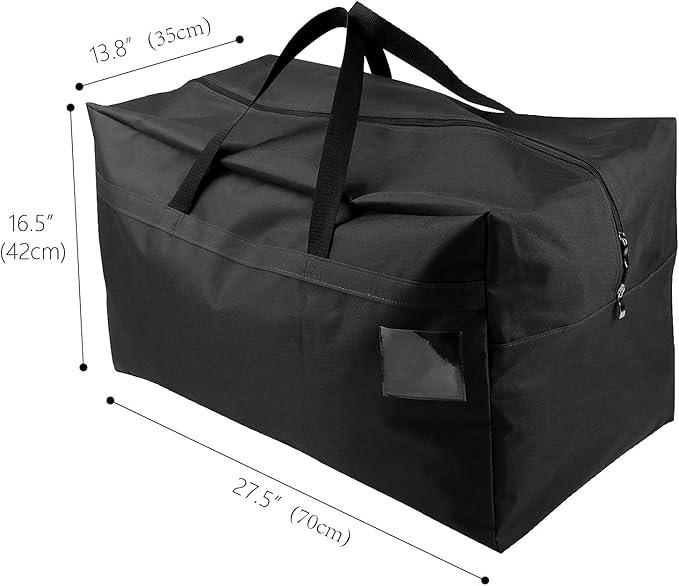 AMJ 2 Pack Extra Large Moving Bags with Zippers & Carrying Handles, Heavy-Duty Storage Totes for Space Saving, Black Moving Totes
