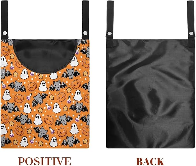 Orange Pumkpin Clothespin Bag Space-Saving Ghost Laundry Hanging Storage Organizer Clothes Pin Hanging Bag Waterproof Clothes Pins for Clothesline Outdoor Clothespins Accessory Bag