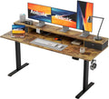Agilestic 63 x 24 Inches Electric Standing Desk with 2 Storage Drawers, Stand Up Desk Adjustable Height, Sit and Stand Computer Table with Splice Board, Black