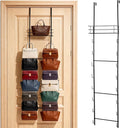 Over The Door Purse Organizer, Wall Mounted Purse Handbag Organizer – 16 Hooks & Metal Basket, Adjustable Multi-Layer Design, Space-Saving & No-Damage Hanging Storage Rack