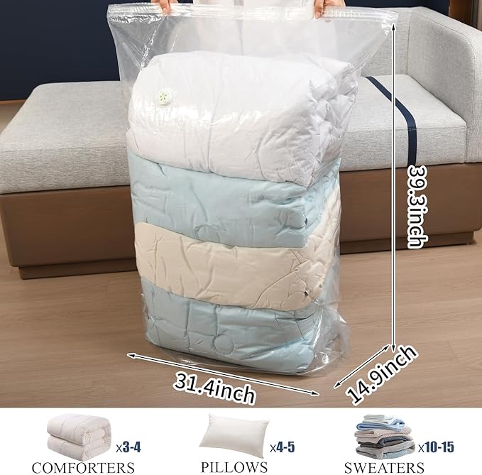 1 PACK Cube Vacuum Storage Bags,Jumbo Cube (31.4 * 39.3 * 14.9 Inch), Extra Large Vacuum Seal Bags for Clothing, Comforters, Blankets, Bedding, Closet Organization Space Saving