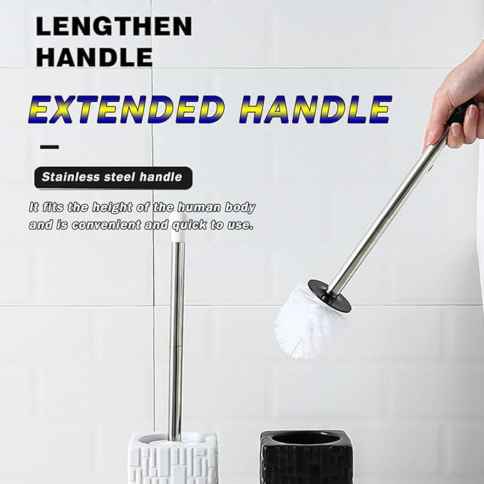 Ceramic Dome Toilet Brush Holder Set Decorative Modern Freestanding Heavy Duty Cleaning Suitable for Home Use (White) (White)