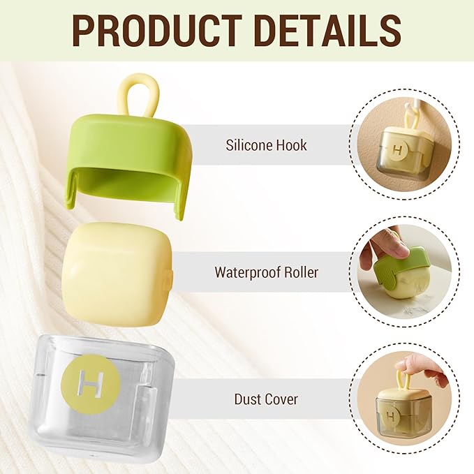 Mini Lint Roller,Washable Sticky Roller Reusable Lint Remover Portable Pet Hair Remover for Clothes,Travel Household (Beige+Beige)