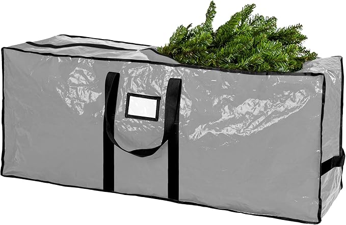Christmas Tree Storage Bag - Stores 9 Foot Artificial Xmas Holiday Tree, Durable Waterproof Material, Zippered Bag, Carry Handles - Protects Against Dust, Insects and Moisture (Grey)