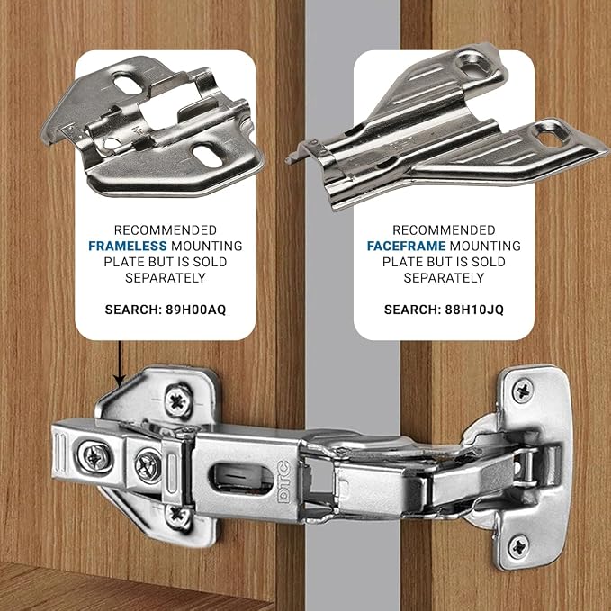 2 Pack DTC Wide Angle Corner Lazy Susan Pantry Self Closing 155 Degree Kitchen Cabinet Door Hinge C80A605, Nickel Plated Finish (Base Mounting Plate Sold Separately)