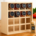 Novabright 16 Grids Bamboo Spice Rack Organizer, Wooden Spice Rack Wall Mount with Square Compartments, Wood Hanging Shelf for 4 oz Glass Jar Drawer Cabinet Kitchen Countertop Wall, Jars Not Included