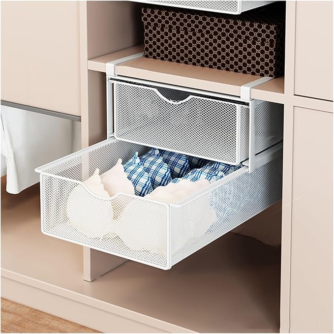 Compact Hanging Pullout Drawer Basket,Pull Out Drawer Organizer Containers Storage Bin,Stackable Shelf Baskets Organizer(Style 1)