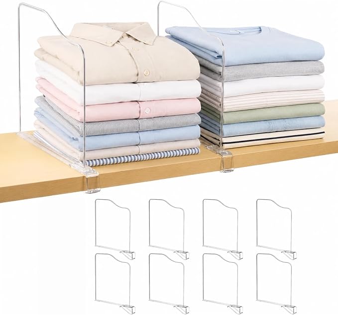 Vtopmart 12" Extra Tall x 11.7" Deep Shelf Dividers, 12 Pack | For Closet Organization, Maximizes Closet Vertical Space, Easy to Install, Fit Deep Shelf Thicknesses From 0.4" to 1.35"