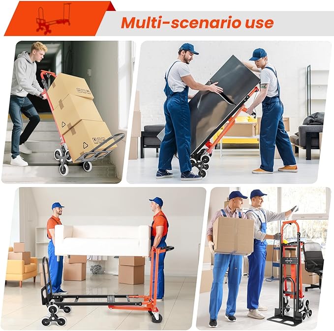 Heavy Duty 3 in 1 Convertible Hand Truck, 1000Lbs Aluminum Folding Stair Climbing Dolly with Solid Wheels for Logistics/Moving/Shopping/Office