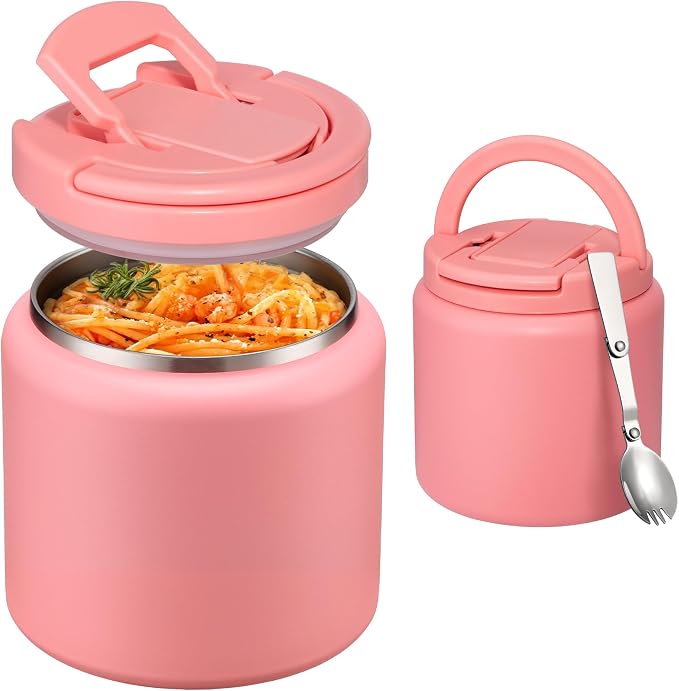 Itslife Soup Thermo for Hot Food Kids 25.5oz Lunch Containers with Buckle Lid Wide Mouth Hot Food Jar Vacuum Insulated Stainless Steel Bento Box Leakproof with Spoon