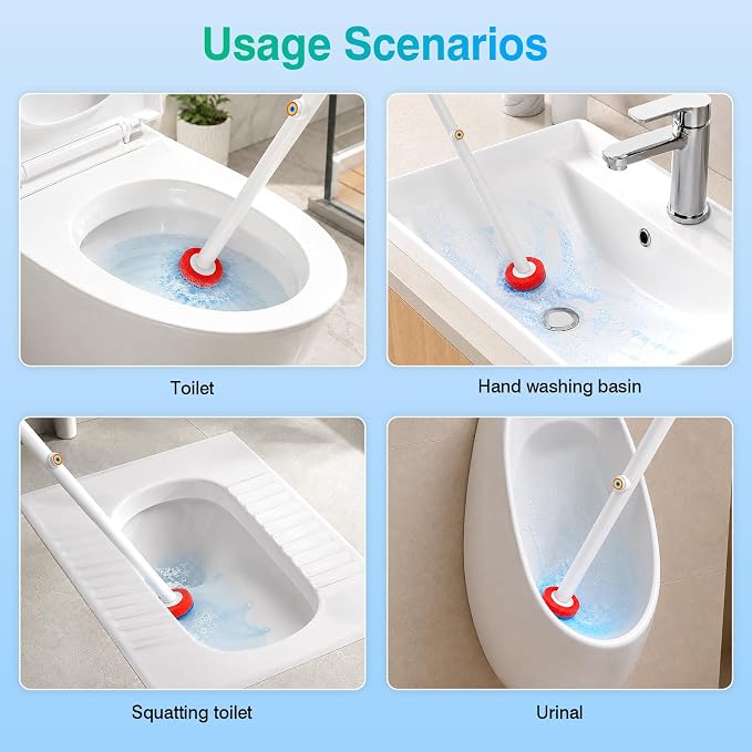 Disposable Toilet Brush, Toilet Cleaning Brush 7 Color-Coded Set – Strong Scrubbing Power, Hygienic Clipper Design No Fall Off, Each Handle with 35 Refill Heads, Clean Bathroom, Tub, Floor