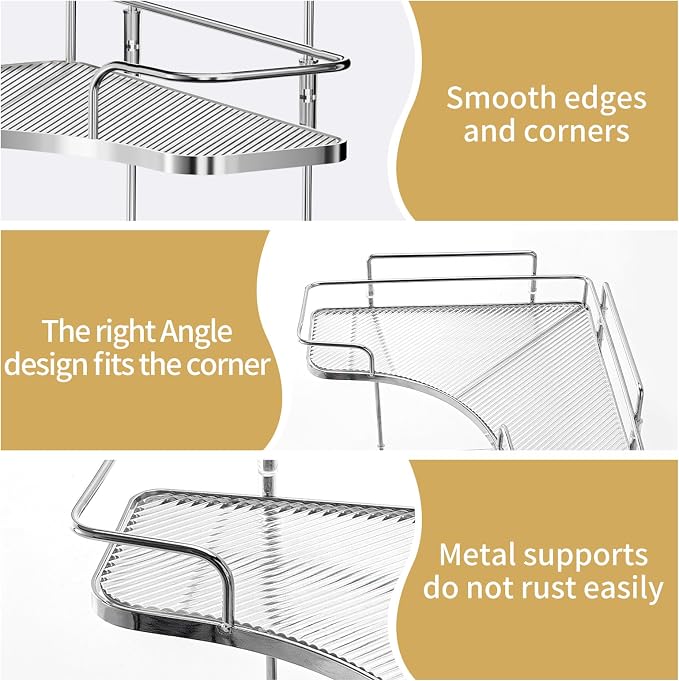 Seoneiro 2 Tier Corner Bathroom Counter Organizer, Cosmetic Skincare Organizer, Bathroom Countertop Perfume Tray Vanity Organizer, Kitchen Spice Corner Storage Shelf