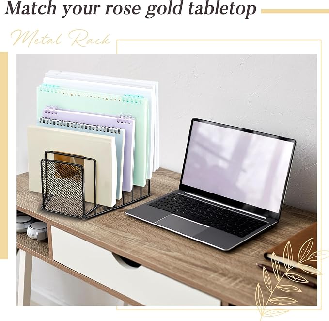 4 Pcs 7 Section Wire File Organizer for Desk, Metal Mesh Incline File Holder, Letter & Magazine Folder Rack, Desktop Paper Sorter for Home Office Back to School (Black)