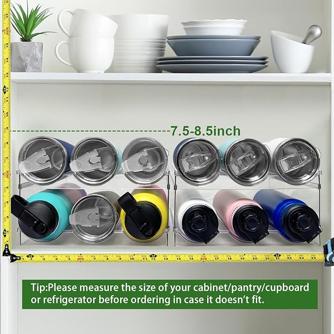 Spaclear 3 Pack Water Bottle Organizer, Stackable Kitchen Home Organization and Storage Rack, Plastic Cup Storage Organizer for Kitchen Cabinet Cupboard Organizer and Storage Cup Rack for Counter
