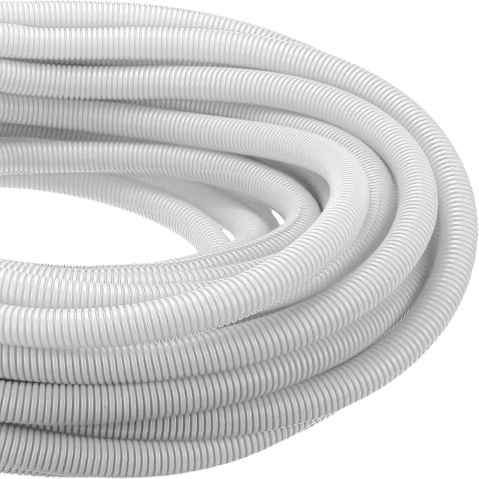 DMiotech 100ft Wire Loom Split Tubing 1 Inch(25.4mm) ID, Cord Protectors from Pet Flexible Conduit Cable Management for Office Home Garden, White