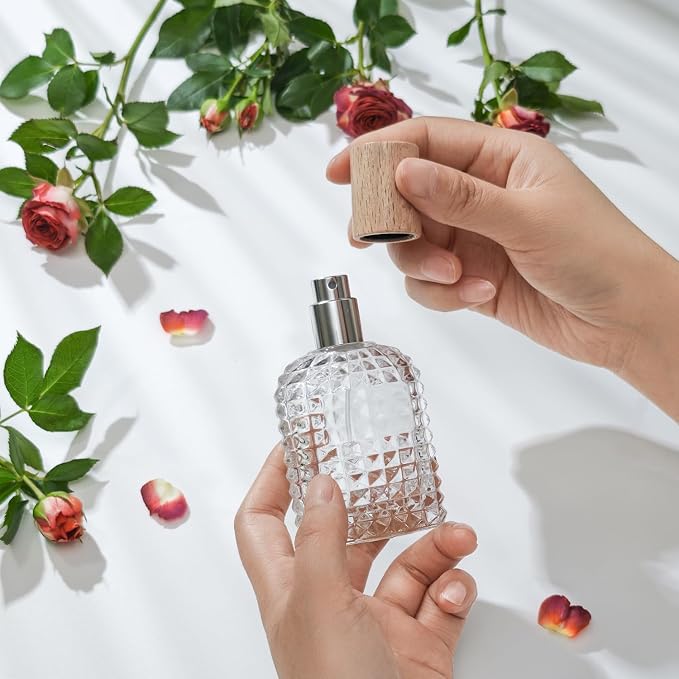 50ml/1.7 Oz Glass Spray Bottle Perfume Atomizer,Perfume Travel Refillable Spray Bottle Empty with 3 Kinds of Dispenser (A3)