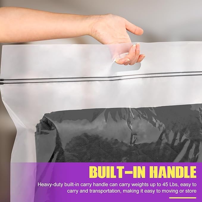 FURWEY 25 Gallon Extra Large Storage Bags 35”x 24”Resealable Clear Bags with Handle 4 Mil Thick Heavy Duty Big Bag for Clothes Pillow Travel Moving,Bedding,Shoes and Toys Storage, Pack of 12
