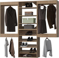 ROOMTEC Modular Closet System, 72" Wall Mounted Closet Organizer with Hanging Rods and Shoe Shelf, Wooden Tower for Walk-In Closets, Wardrobe Storage Kit, Wood